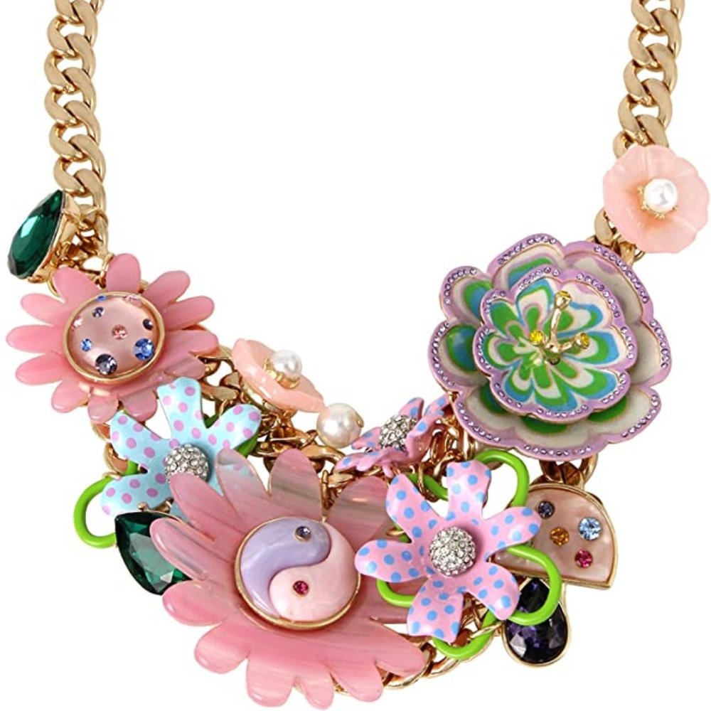 Betsey Johnson Flower Drama Bid Necklace